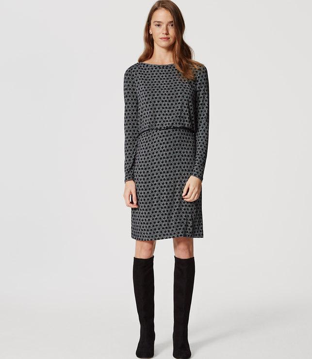 Loft Mixed Dot Blouson Dress