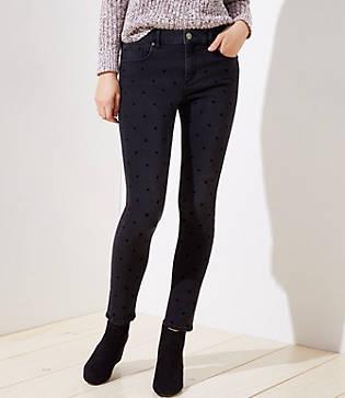 Loft Curvy Dotted Skinny Jeans In Black