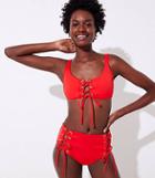 Loft Solid Lace Up Grommet Bikini Top