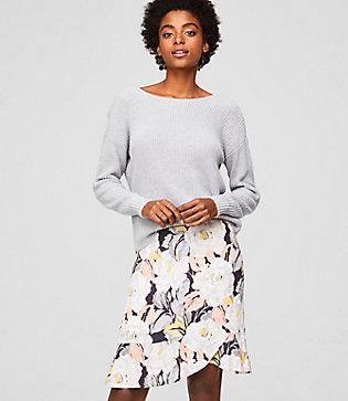Loft Floral Flounce Skirt