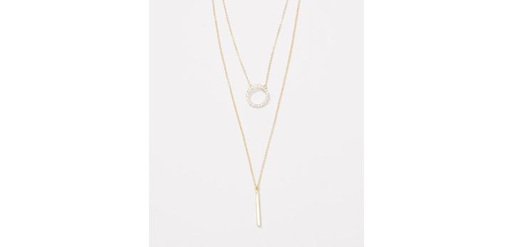 Loft Pave Circle Bar Layered Necklace