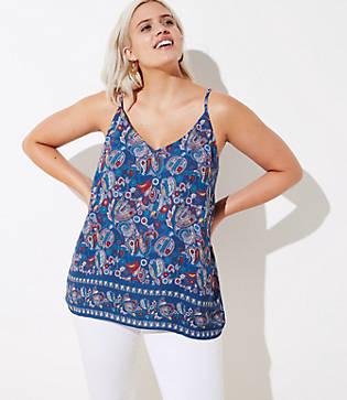 Loft Plus Paisley Bar Back Strappy Cami