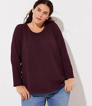 Loft Plus Speckled Long Sleeve Shirttail Tee