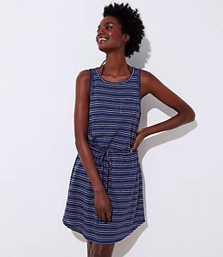 Loft Beach Striped Cutout Drawstring Dress