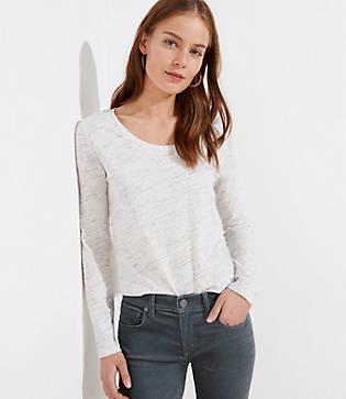 Loft Melange Long Sleeve Shirttail Tee