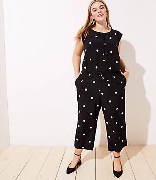 Loft Plus Dotted Flutter Drawstring Jumpsuit