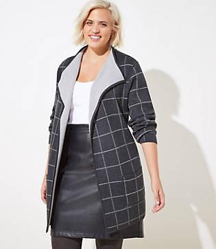 Loft Plus Plaid Reversible Sweater Jacket