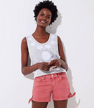 Loft Tie Cuff Denim Shorts