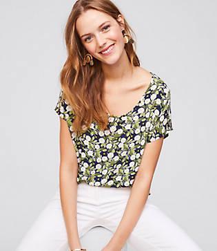 Loft Daisy Mixed Media Tee