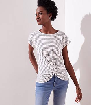 Loft Striped Twist Boatneck Tee