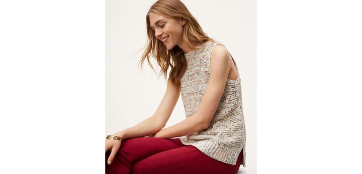 Loft Mixed Ribbed Sleeveless Sweater
