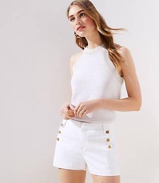 Loft White Tort Button Sailor Short