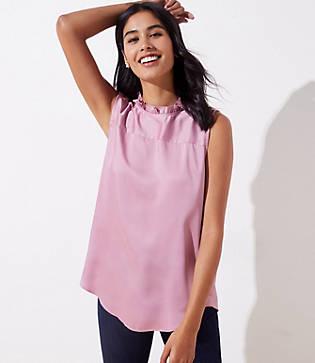 Loft Ruffle Mock Neck Shell
