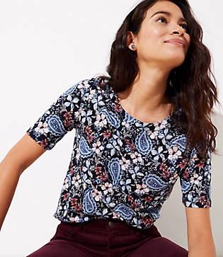 Loft Paisley Vintage Soft Elbow Sleeve Tee