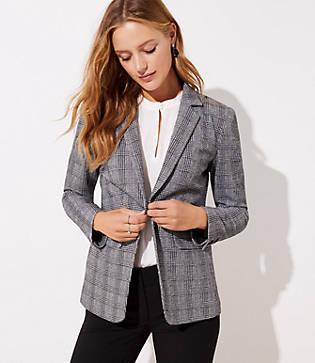 Loft Plaid Knit Blazer