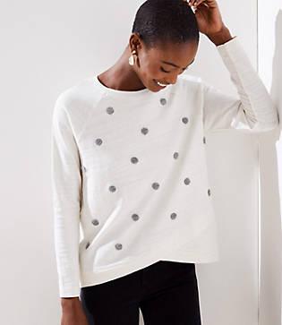 Loft Texture Dot Crossover Sweatshirt