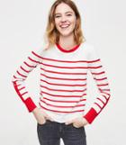 Loft Striped Button Sleeve Sweater