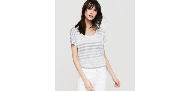 Loft Lou & Grey Striped Linen Scoop Neck Tee