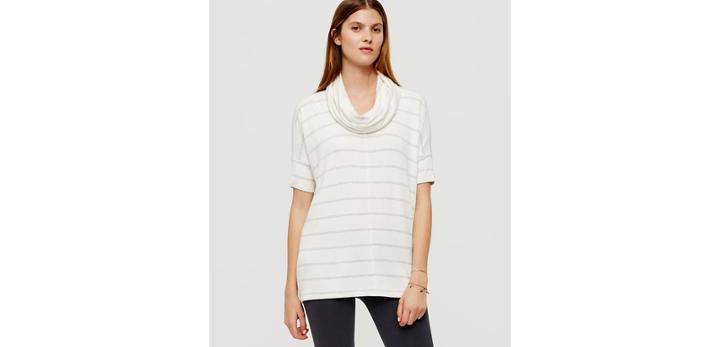 Loft Lou & Grey Striped Signaturesoft Cowl Top