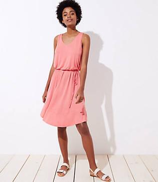 Loft Tie Waist Flounce Dress