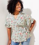 Loft Plus Floral Flutter Wrap Top