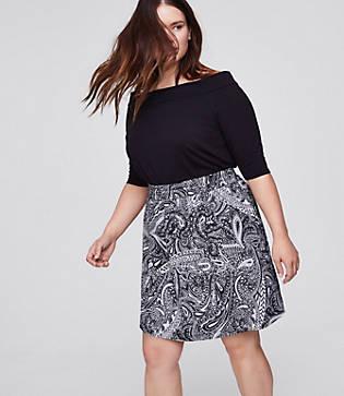 Loft Plus Shadow Paisley Fluid Pull On Skirt