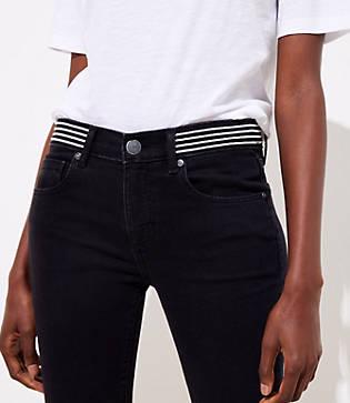 Loft Modern Striped Waist Skinny Jeans In Washed Black