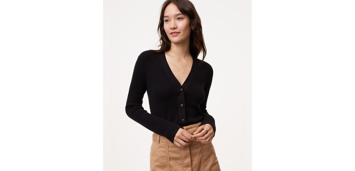 Loft Ribbed Signature V-neck Cardigan