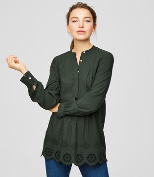 Loft Pleated Eyelet Hem Tunic