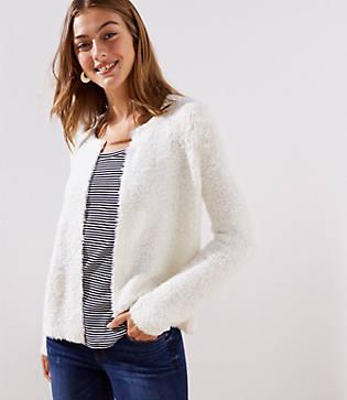 Loft Fuzzy Open Sweater Jacket
