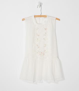 Loft Floral Lace Dot Peplum Shell