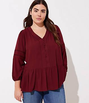 Loft Plus Cutout Peplum Top