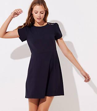 Loft Pinstriped Shoulder Button Dress