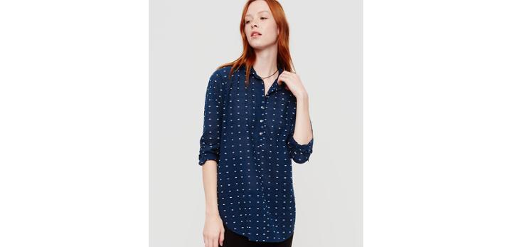 Loft Lou & Grey Embroidered Dot Henley Pocket Tunic