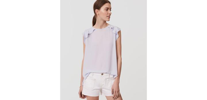 Loft Patch Pocket Denim Shorts In White