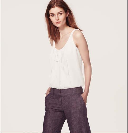 LOFT Ruffled Bare Bow Tank, Whisper White