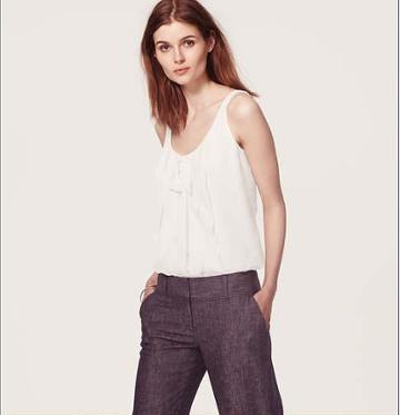LOFT Ruffled Bare Bow Tank, Whisper White
