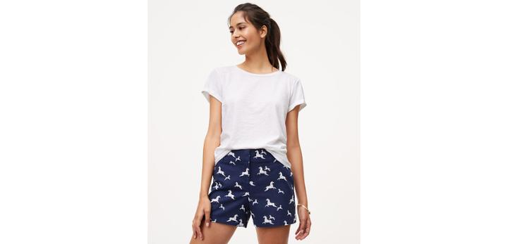 Loft Zebra Riviera Shorts With 4 Inch Inseam
