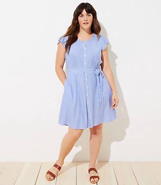 Loft Plus Striped Flutter Shirtdress