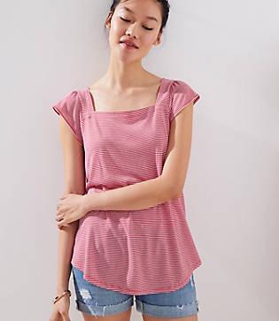 Loft Striped Square Neck Tee