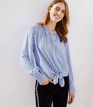 Loft Striped Crossover Yoke Shirt