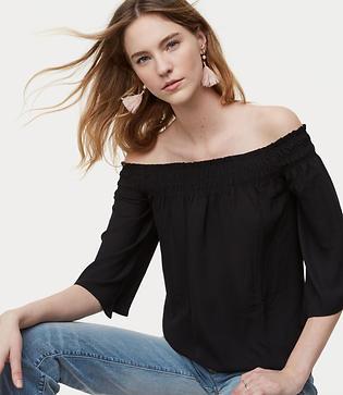 Loft Mixed Media Off The Shoulder Top