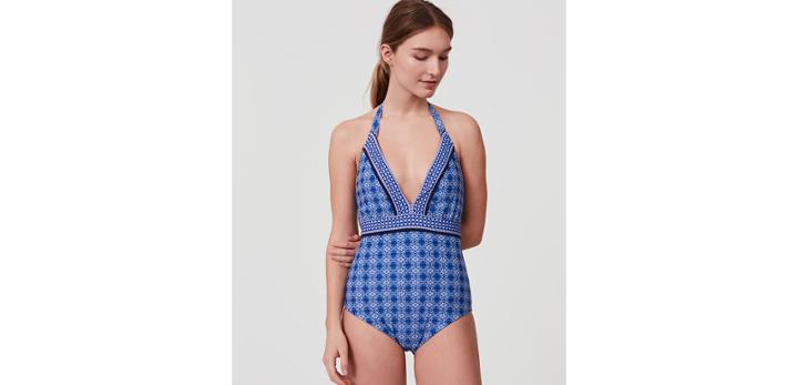 Loft Beach Mosaic Halter One Piece Swimsuit
