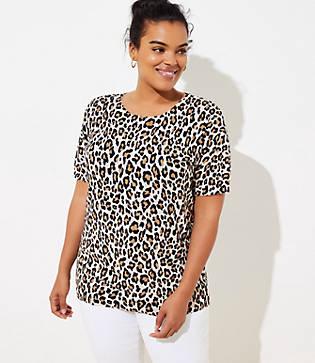 Loft Plus Cheetah Print Short Sleeve Sweater