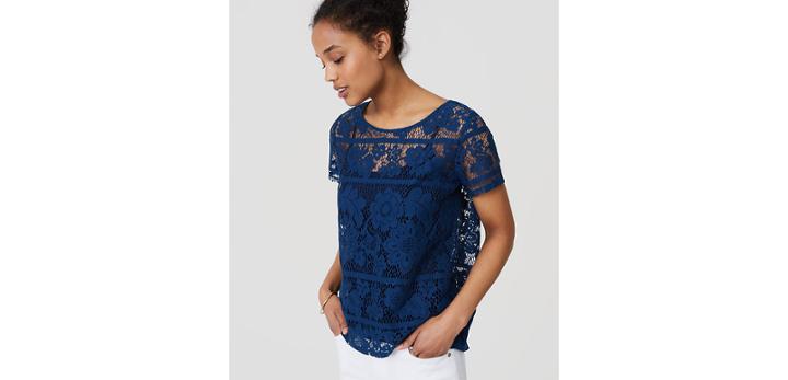 Loft Split Back Lace Top