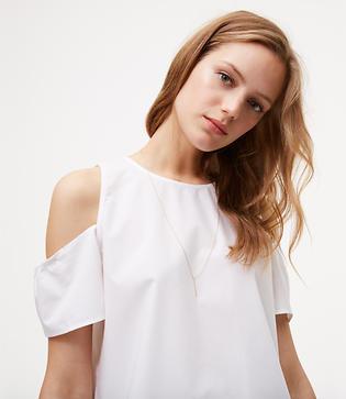 Loft Back Button Cold Shoulder Top