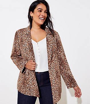 Loft Plus Leopard Print Open Blazer