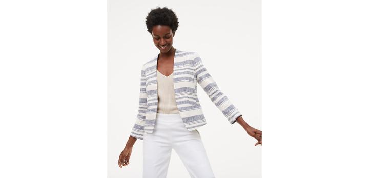 Loft Striped Tweed Blazer