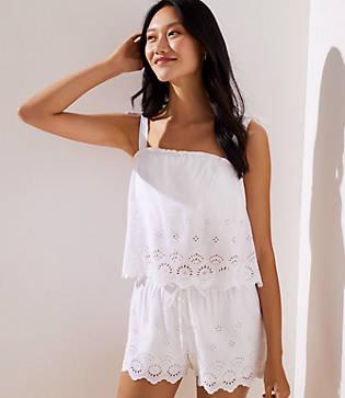 Loft Beach Eyelet Tie Shoulder Top
