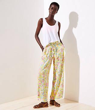 Loft Beach Drawstring Side Slit Wide Leg Pants
